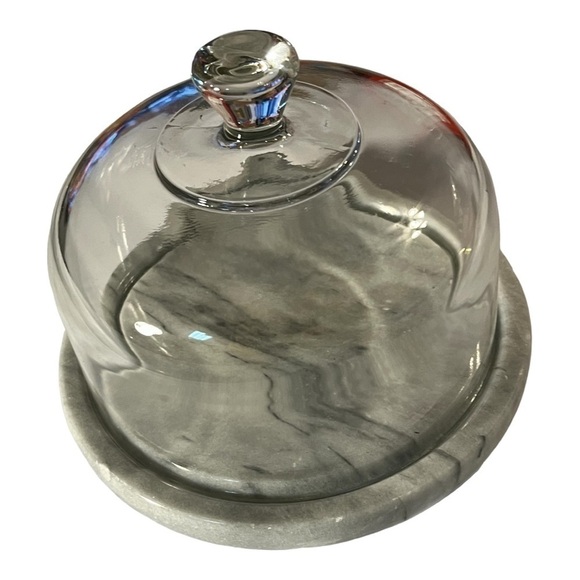 MARBLE round cheese severer clear dome Himark holiday entertaining party - Picture 2 of 8